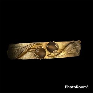 Vintage Whiting & Davis Gold Tone Deco Style Floral Vine Bracelet